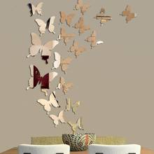 24 шт./компл. Наклейка на стену с зеркалом бабочки 3D зеркальные настенные художественные Декорации для вечеринки свадьбы дома стенка холодильника с бабочками распродажа 2024 - купить недорого
