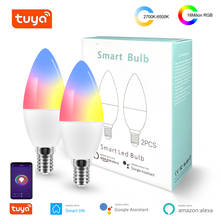 E14 Tuya Smart Wifi LED Bulb RGB+C+W Dimmable Light Bulb Work with Alexa Echo Google Home Assistant, No Hub Required 2 Packs 2024 - buy cheap