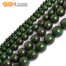 Green Pyrite Dyed Color Round Shape Loose Beads For Jewelry Making DIY Srtand 15" Wholesale 4mm 6mm 8mm 10mm 12mm Selectable 2024 - buy cheap