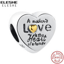 New 925 Sterling Silver Heart Charm Bead Gold Color Family Love Charm Fit Bracelet Beads Silver 925 Jewelry Making 2024 - buy cheap