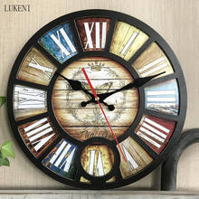 Wooden Retro Abstract 40cm Wall Clock Living Room Clock Watch Home Mute Clock American Home Decoration  Wall Watch 2024 - buy cheap