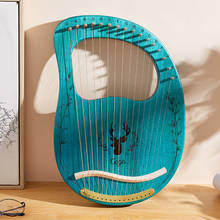 Muslady 16 cordas atualizado lira harpa de madeira maciça portátil instrumento musical com chave sintonia azul claro 2024 - compre barato