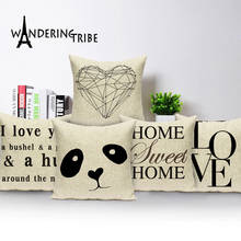 Geometric Cushion cover Black Cushions Decorative Custom Linen Comfortable Cushion Letter Pillow Home Cushion covers Cojin 2024 - buy cheap