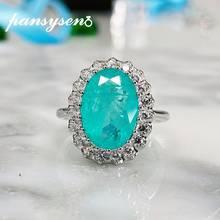 PANSYSEN 925 Sterling Silver 10ct Oval Cut Paraiba Tourmaline Simulated Moissanite Gemstone Rings for Women Wedding Party Ring 2024 - buy cheap