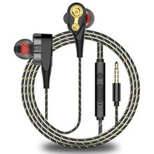 Bobina em movimento dupla 3.5mm com fio in-ear fone de ouvido fones de ouvido estéreo graves pesados com microfone para huawei xiaomi redmi samsung telefone fones de ouvido 2024 - compre barato