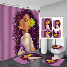 Cortina de banho estilo africano, cortina antiderrapante para banheiro, estampa afro da moda para meninas 2024 - compre barato