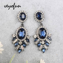 Brincos de cristal za vintage veyofun, brincos com pingente fofo joias da moda para presente feminino 2024 - compre barato