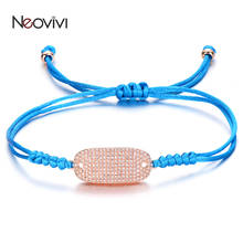 Neovivi Micro Pave White CZ Oval Charm Bracelet Shiny Beads Colorful Rope Weave Chain String Bracelets for Women Men DIY Jewelry 2024 - buy cheap