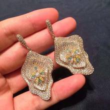 Fashion Luxury Leaf Drop Earrings High Quality Sparkling Cubic Zirconia Dangle Earrings For Women Party Accessories 2024 - buy cheap