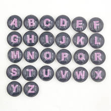 26pcs Interchangeable Snap Jewelry DIY 18mm Cabochon Pink Initial Letters Button for Snap Bracelet Snap Necklaces Earrings 2024 - buy cheap
