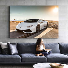 Sport Car Aventador White Supercar Track Vehicle Posters and Prints Wall Art Canvas Paintings For Home Decor 2024 - buy cheap