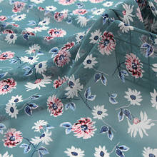 Soft Blue Flower Printed Chiffon Tulle Fabric for Dress Shirts, by the Meter 2024 - buy cheap