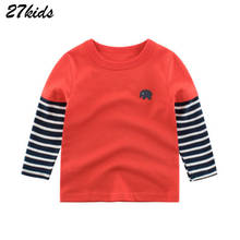 27Kids baby boy clothes and girl clothes Kids tshirt Elephant printed t-shirt striped long sleeveTop baby boy children clothing 2024 - buy cheap