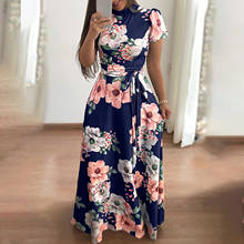 Women Short Sleeve Floral Casual Dress Ladies Evening Party Maxi Dress Bohemia Flower Print Ladies Long Dress Vintage Vestidos 2024 - buy cheap