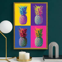 Quadros artísticos de parede bonitos coloridos com quatro abacaxi., pintura artística sem moldura para decoração de casa e sala de estar. 2024 - compre barato
