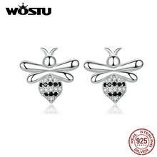 WOSTU 100% 925 Sterling Silver Little Bee Stud Earrings For Women Wedding Animal Small Earrings Fashion Party Jewelry CQE749 2024 - buy cheap