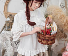 Sweet Lolita Shirt Short Puff Sleeve White Ruffle Blouse for Ladies B803 2024 - buy cheap