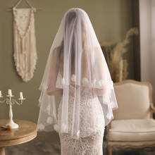 Фата свадебная SLBRIDAL двухслойная с цветочным кружевом, свадебная, аксессуары для невесты, Бракосочетание 2024 - купить недорого