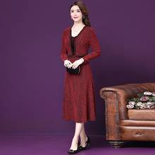 Autumn New Popular Style Print Middle Aged Mother High Noble Simple Elegant Temperament Slim Banquet Women Dress Plus Size 2024 - buy cheap