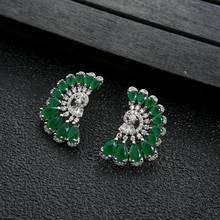 New luxury Semi-sector Stud Earrings Top Quality Cubic Zirconia Earring New Arrival Jewelry For Women Wedding Girl Party E9035 2024 - buy cheap