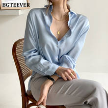 Bgteever camisa feminina com gola solta para baixo, blusa de manga comprida estilo ol e de botão único para mulheres, blusas para primavera 2021 2024 - compre barato