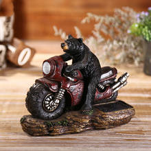 MGT-oso negro para montar en motocicleta, estatua de decoración pequeña, iluminación creativa para el hogar, bar, artesanía retro, decoración de regalo 2024 - compra barato