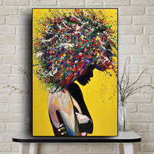 Abstract African Girl Wall Art Canvas Paintings Graffiti Art Street Art Black Girl Wall Posters and Prints LivingRoom Home Decor 2024 - buy cheap