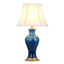 Chinese Classic Blue Ceramic Table Lamp Foyer Bedroom Study Modern Porcelain Desk Light H64cm Dia 35cm 1616 2024 - buy cheap