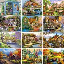 5D DIY Diamond Painting Landscape Villa House Cross Stitch Kit Full Diamond Square Embroidery Mosaic Picture Home Decoration Gif 2024 - buy cheap