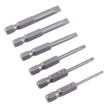 6pcs 50mm 2.0-6.0mm 0.25 Hex Shank S2 Alloy Flat Head Magnetic Slotted Screwdriver Head Magnetic Tip Slotted Screwdriver Bits 2024 - buy cheap