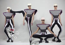 DJ dance group  DS  night club dress show geometric patterns stage show costumes nightclub modern dance singer wear 2024 - buy cheap