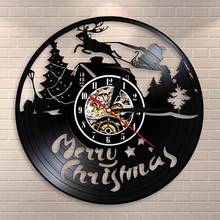 Christmas Characters Wall Clock Reindeer Santa Clause on Sleigh Vinyl Record Wall Clock Merry Christmas Symbols Housewarming Git 2024 - buy cheap