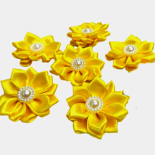 Hl 20 pçs 35mm fita amarela pérola flor artesanal flores decoração do casamento diy costura apliques vestuário acessórios para o cabelo a123 2024 - compre barato