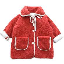 Детское кашемировое пальто для девочек, утепленное хлопковое пальто с кроличьим мехом 2024 - купить недорого
