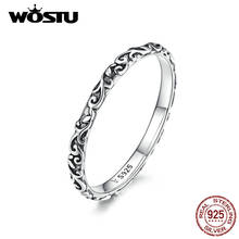 Anel flores em prata esterlina 925 wostu, anéis delicados para mulheres, joias minimalistas para casamento fir512 2024 - compre barato