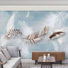 Papel tapiz fotográfico 3D estéreo, pluma azul, murales de pared de fondo para sala de estar, TV, sofá, dormitorio, pegatinas de pared impermeables, Fresco 2024 - compra barato