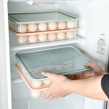 Organizador de armazenamento de geladeira portátil ovo caixa de armazenamento com tampa 24 grade cozinha caixa de armazenamento de alimentos bandeja de ovo plástico 2024 - compre barato