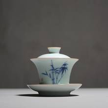 Gaiola de porcelana de bambu pintada à mão, 135ml, cerâmica, kung fu, bule de chá, tempero, decoração caseira 2024 - compre barato