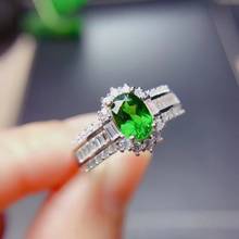 Anillo Diopside 100% Natural y Real, anillos de compromiso de boda para mujer, anillo de Plata de Ley 925 2024 - compra barato