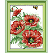 Joy Sunday Bees Love Flowers  Chinese Cross Stitch Kits Ecological Cotton Clear Stamped Printed 14 11CT DIY Christmas Decoration 2024 - buy cheap
