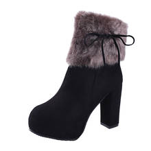Botas de salto alto femininas, sapatos quentes de inverno com pelagem, n047, 10cm 2024 - compre barato