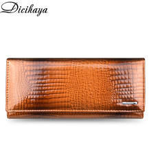 DICIHAYA Luxury Genuine Leather Womens Wallets Patent Alligator Bag Female Design Long Multifunctional Coin Card Holder Purses 2024 - buy cheap