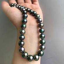 Free shipping HUGE AAA 10-11MM ROUND SOUTH SEA GENUINE BLACK GREEN PEARL NECKLACE 18" 925silver GOLD 2024 - buy cheap