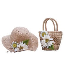 Women Beach Hats Bags Flower Straw Hat Cap Tote Handbag Bag 2020 Summer Sun Hat Flower Woven Female shoulder messenger bag Purse 2024 - buy cheap