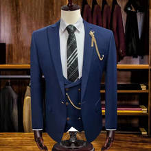 Fashion High quality Man Suit Slim Fit Blazer Best Man Groom Wedding Tuxedo Firmal Evening Party Dress Mens Suits 3 PCS Set 2024 - buy cheap