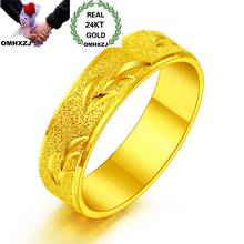 OMHXZJ Wholesale European Fashion Hot Jewelry Man Male Party Birthday Wedding Gift Vintage Simple Wide 24KT Gold Ring RR1010 2024 - buy cheap