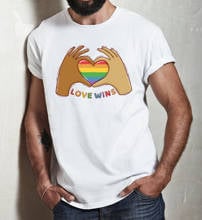 Mens Love Wins Shirt  LGBT Gay Pride T-Shirt Rainbow Heart Shirt Lesbian Equality Tees Love Is Love Unsex Shirts Casual Tops 2024 - buy cheap