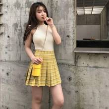Women Plaid High Waist Flared Pleat A Line Mini Skater Skirt with Safety Shorts Party Summer Dress Short Sleeve Loose Mini Dress 2024 - buy cheap