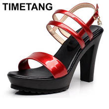 TIMETANG Large Size Women Shoes Gladiator Sandals 2019 High Heels Sandals Women Summer Leather Shoe flat sandals femaleE1279 2024 - buy cheap