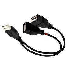 Двойной 2-портовый разъем USB 2,0 для передачи данных A штекер-гнездо Y-разветвитель адаптер кабель шнур для порта able HDD SSD корпус 2024 - купить недорого